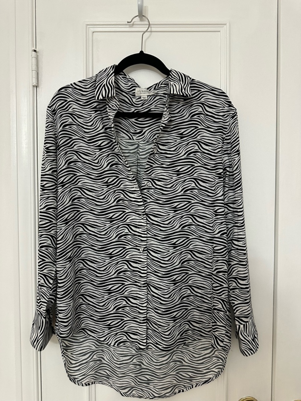 Black & White Zebra Print Button-Up Blouse